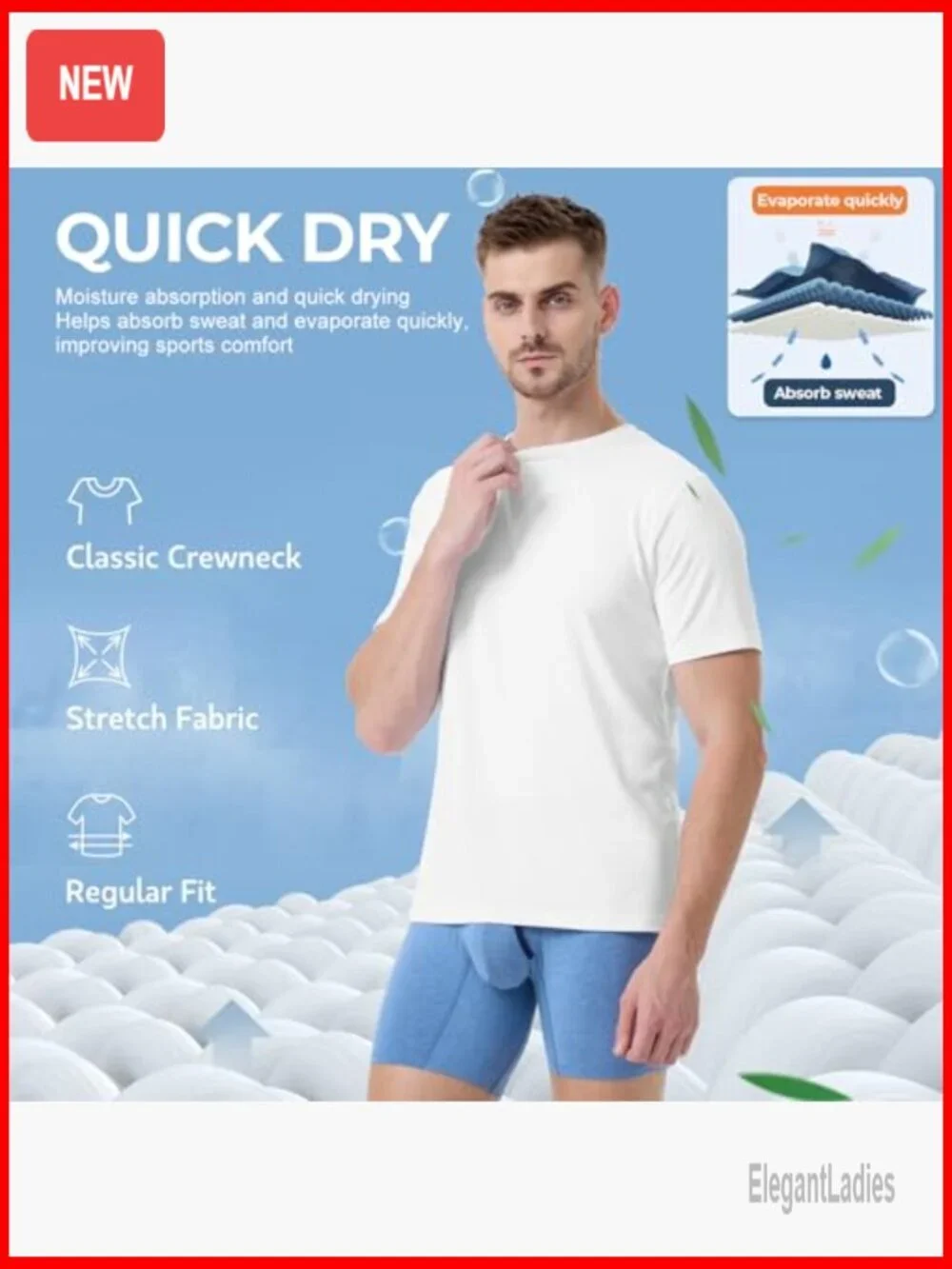 Men's Slim Fit Undershirts 3 Pack, Moisture-Wicking Bamboo Blend Tees